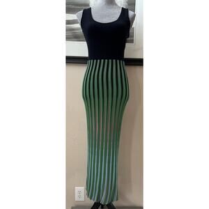 EMPORIO ARMANI Maxi Dress Sleeveless Accordion Black Size 40 Or IS Size 4 EUC